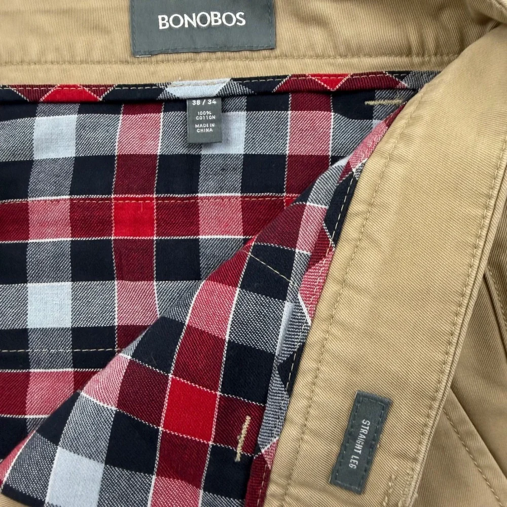 Bonobos Chino Pants Mens 38x34 True Khaki Straight Leg Cotton 11598